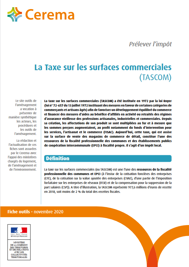 La taxe sur les surfaces commerciales (TASCOM)