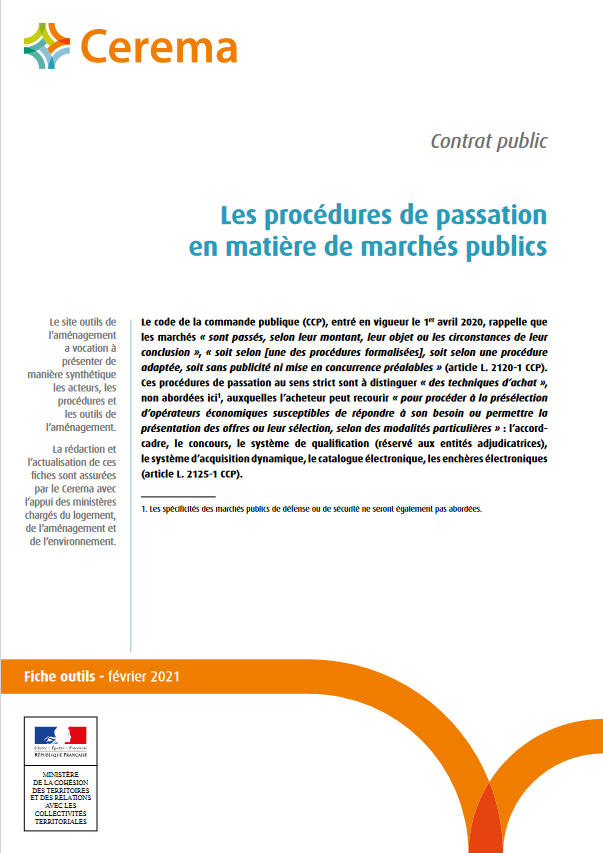 Les procédures de passation en matière de marchés publics