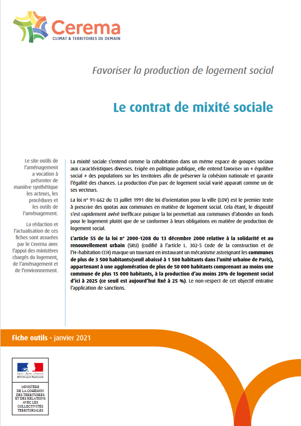 Le contrat de mixité sociale (CMS)